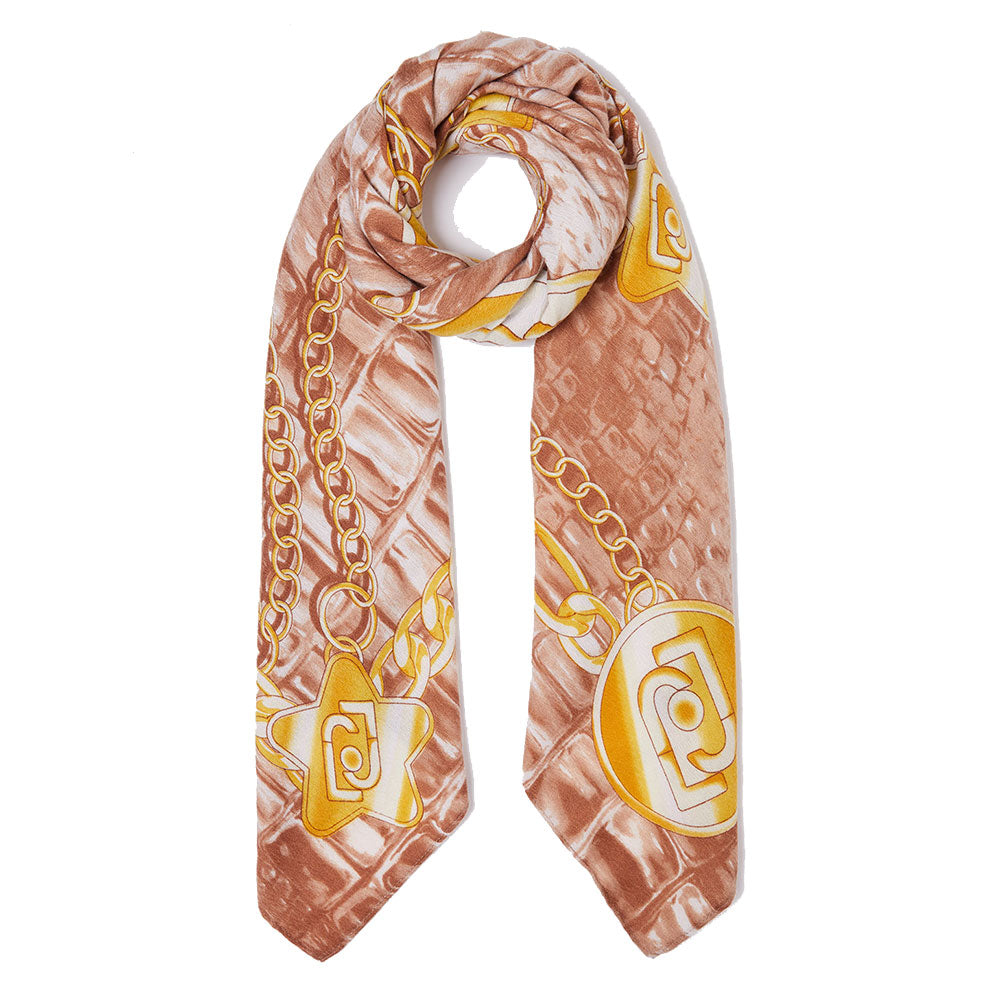 Foulard Donna 120 x 120 cm LIU JO in Tessuto stampa Charms All Over colore Naturale