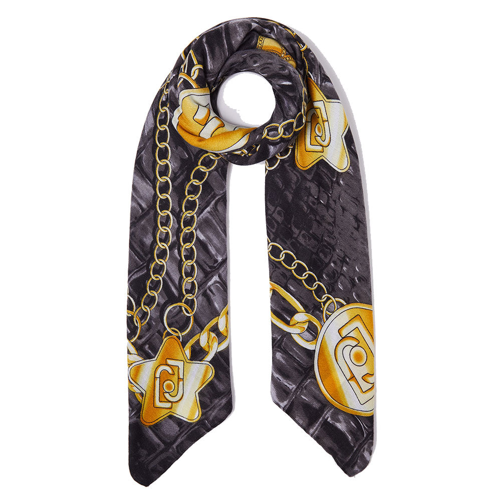 Foulard Donna 120 x 120 cm LIU JO in Tessuto stampa Charms All Over Nero