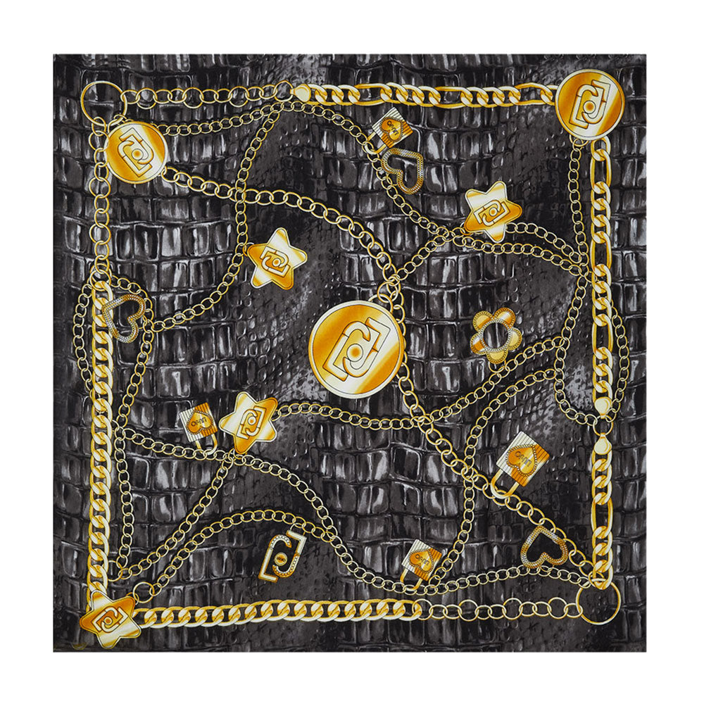 Foulard Donna 120 x 120 cm LIU JO in Tessuto stampa Charms All Over Nero