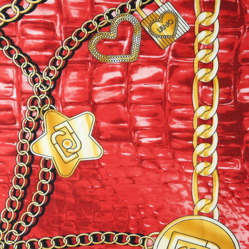 Foulard Donna 120 x 120 cm LIU JO in Tessuto stampa Charms All Over color Rosso Fragola