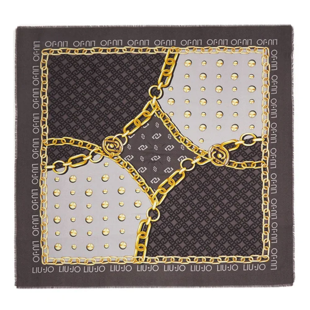 Foulard Donna 120 x 120 cm LIU JO in Tessuto stampa Maxi Chain Nero