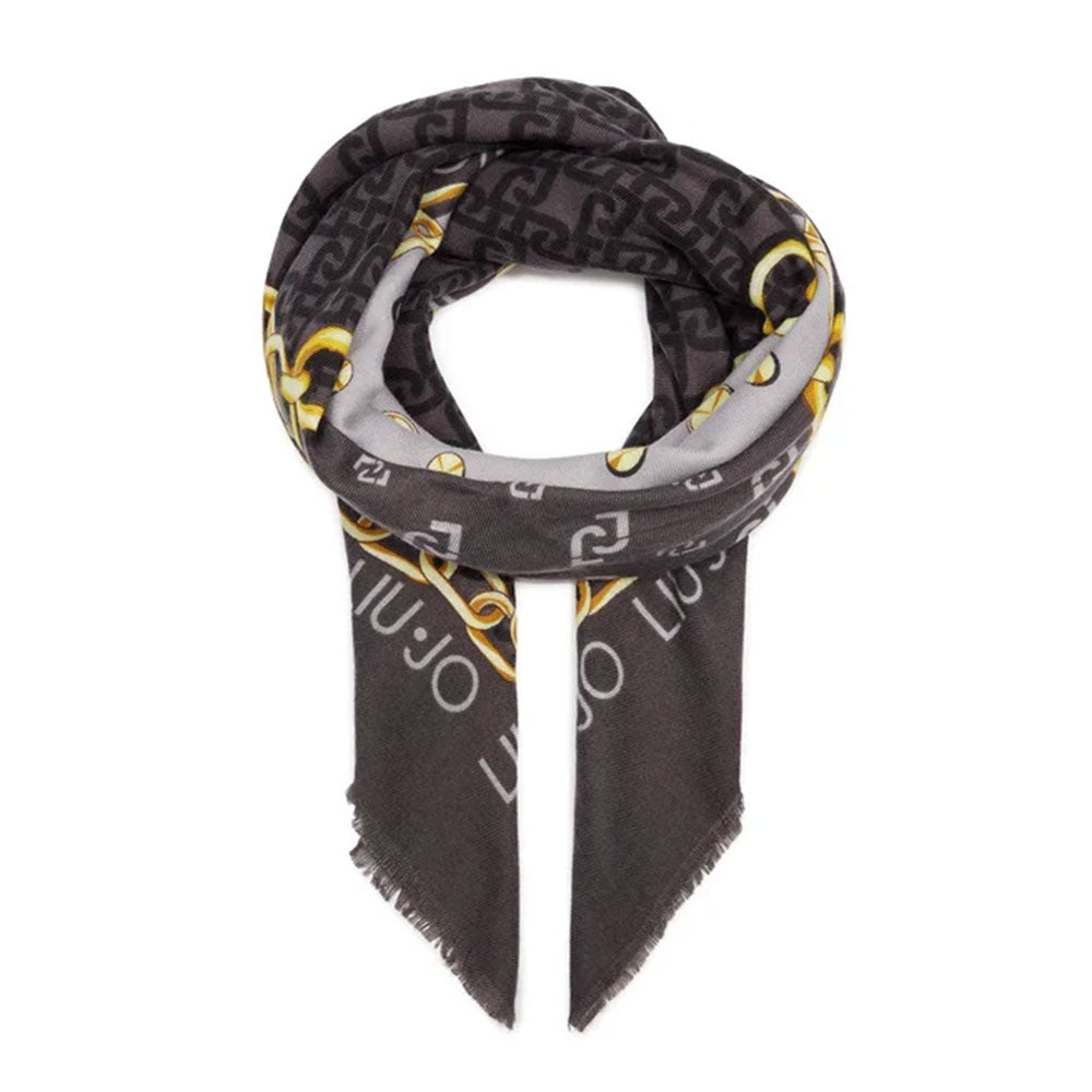 Foulard Donna 120 x 120 cm LIU JO in Tessuto stampa Maxi Chain Nero