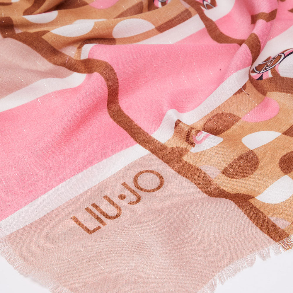 Foulard Donna 120 x 120 cm LIU JO in Tessuto stampa Geometrica con Logo colore Soft Peach