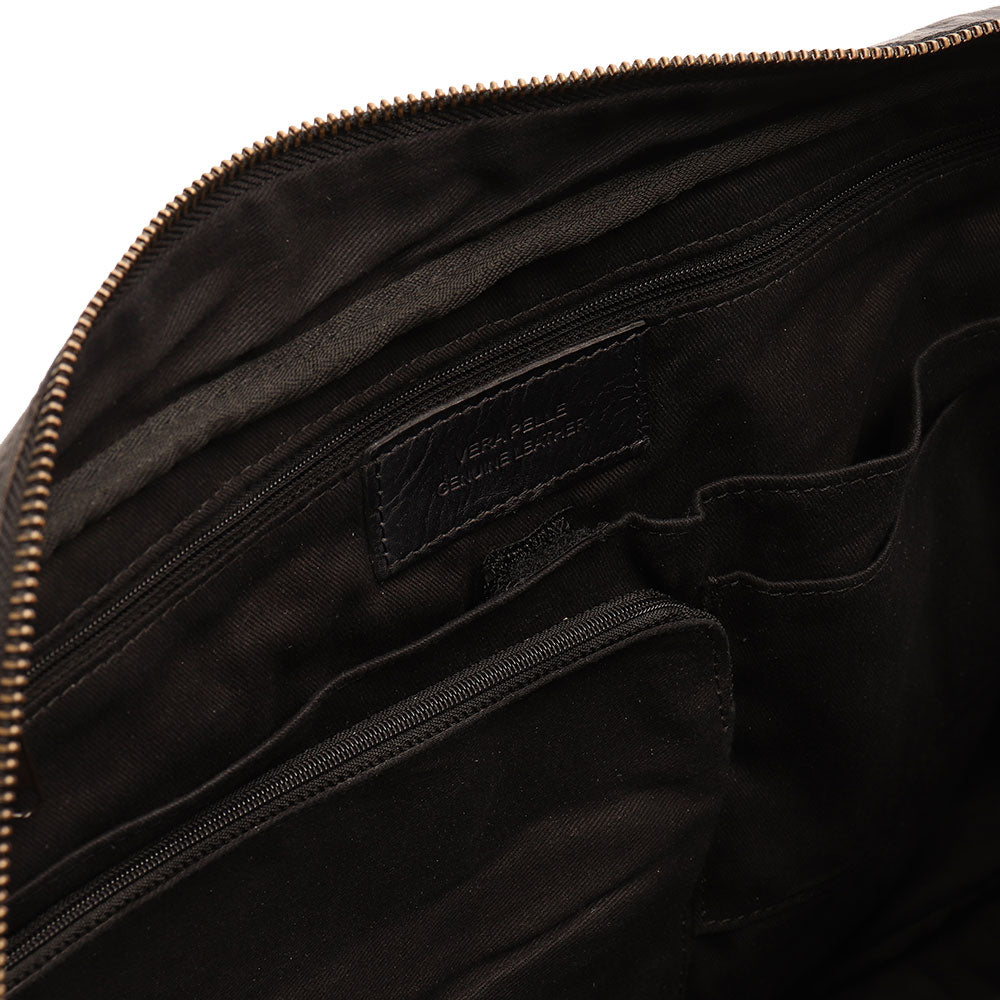 GIANNI CONTI
Herren-Aktentasche mit zwei Griffen und Schultergurt für 14-Zoll-PC – aus schwarzem Leder