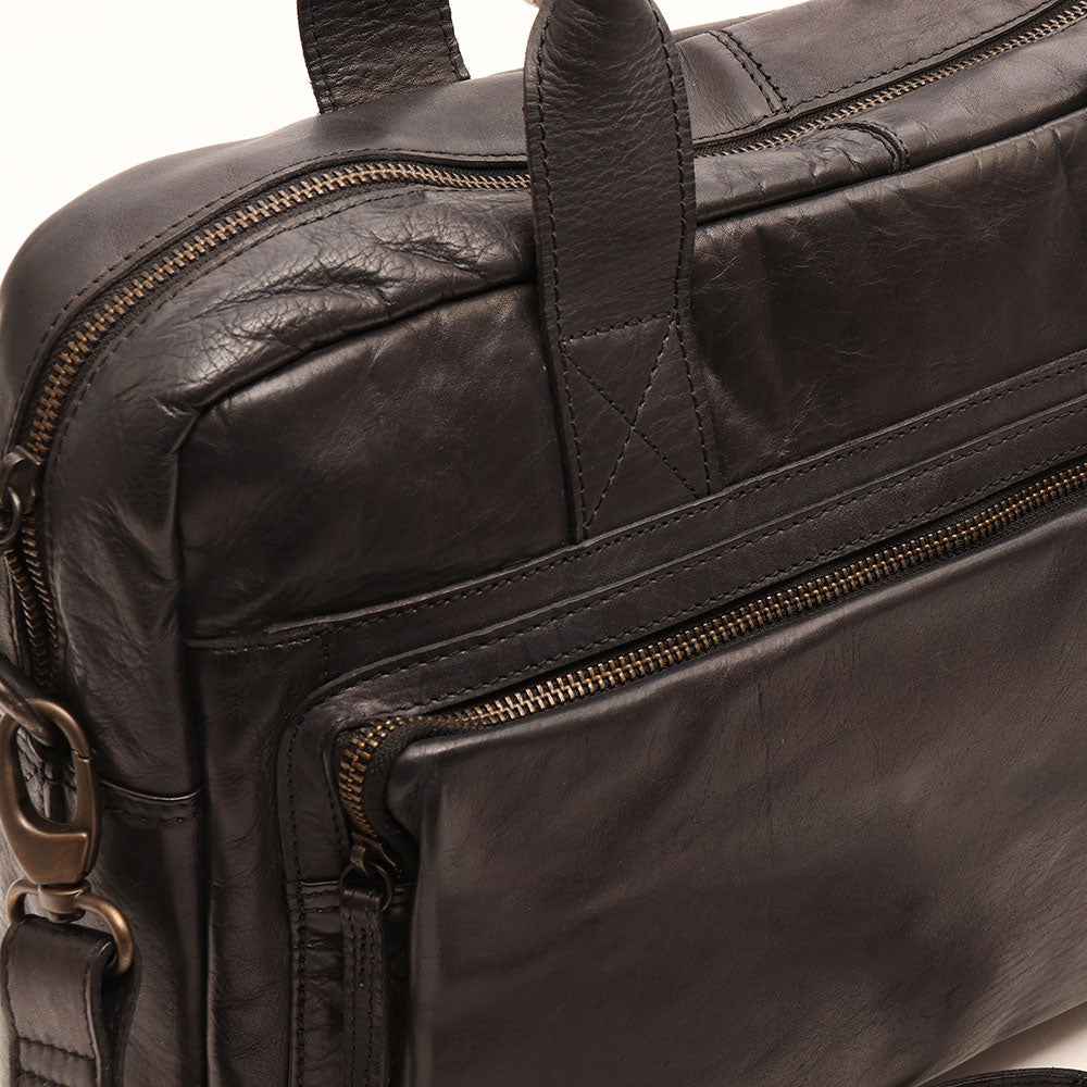 GIANNI CONTI
Herren-Aktentasche mit zwei Griffen und Schultergurt für 14-Zoll-PC – aus schwarzem Leder