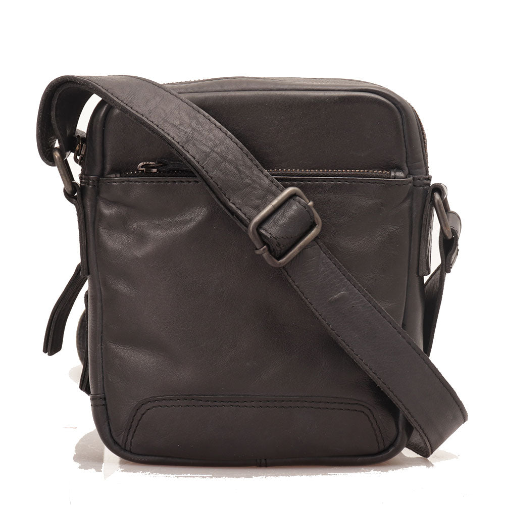 GIANNI CONTI Herrentasche aus schwarzem Glattleder