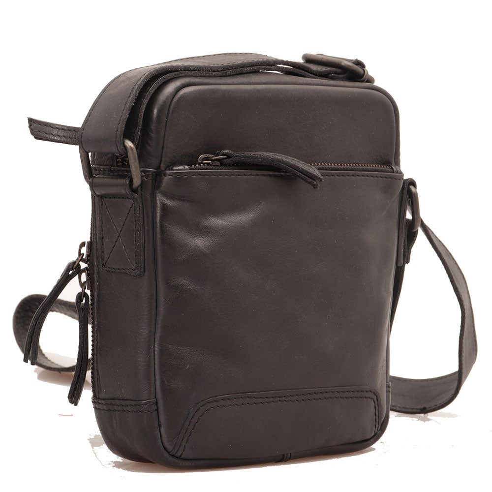 GIANNI CONTI Herrentasche aus schwarzem Glattleder