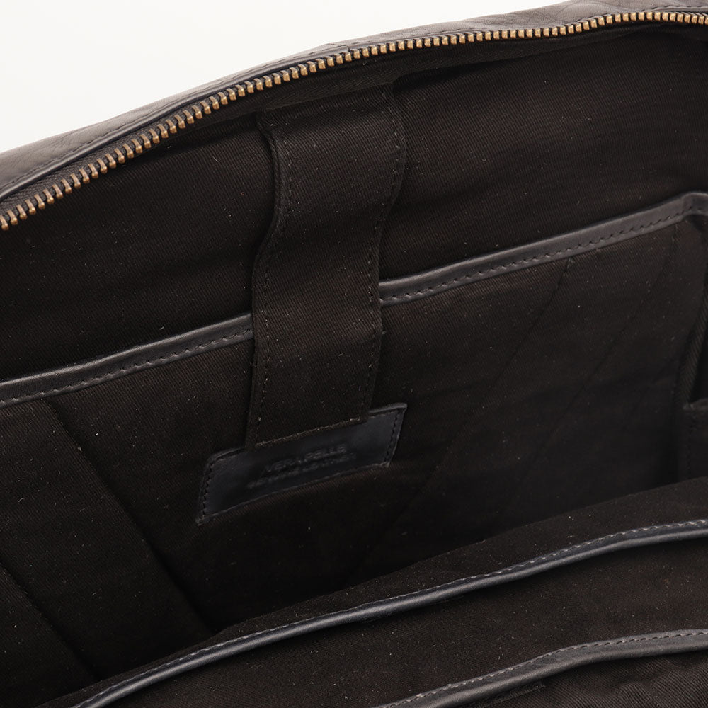 GIANNI CONTI Herren-Laptop-Rucksack aus glattem schwarzem Leder