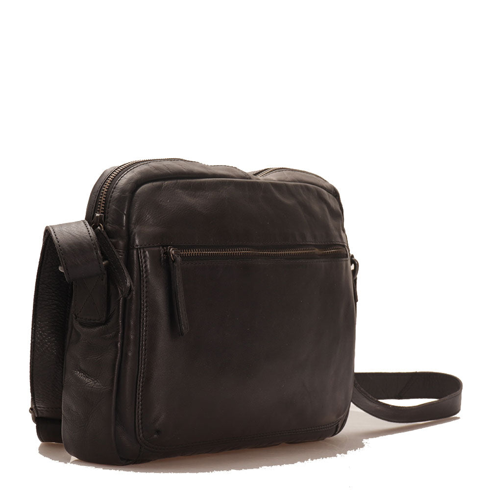 Messenger Uomo con Zip GIANNI CONTI in Pelle Nera