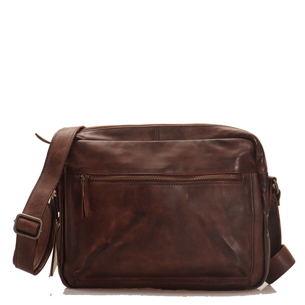 Messenger Uomo con Zip GIANNI CONTI in Pelle Marrone