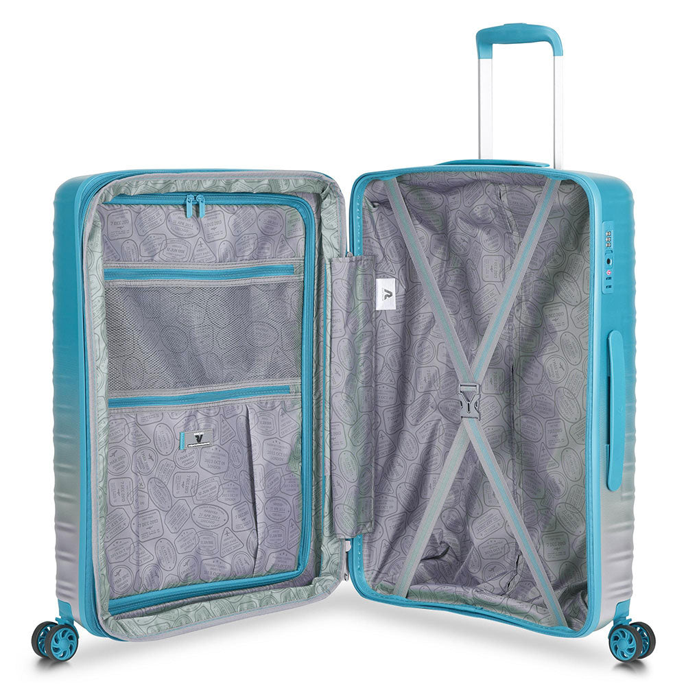 Trolley Medio Espandibile Rigido RONCATO 65cm 4 Ruote Linea Wave Spot Colore Turchese