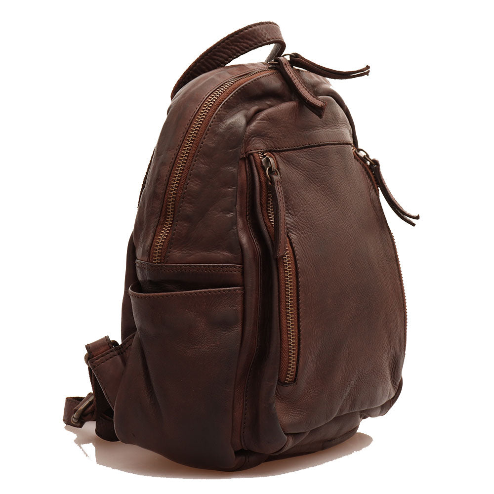 GIANNI CONTI Damenrucksack aus glattem braunem Leder