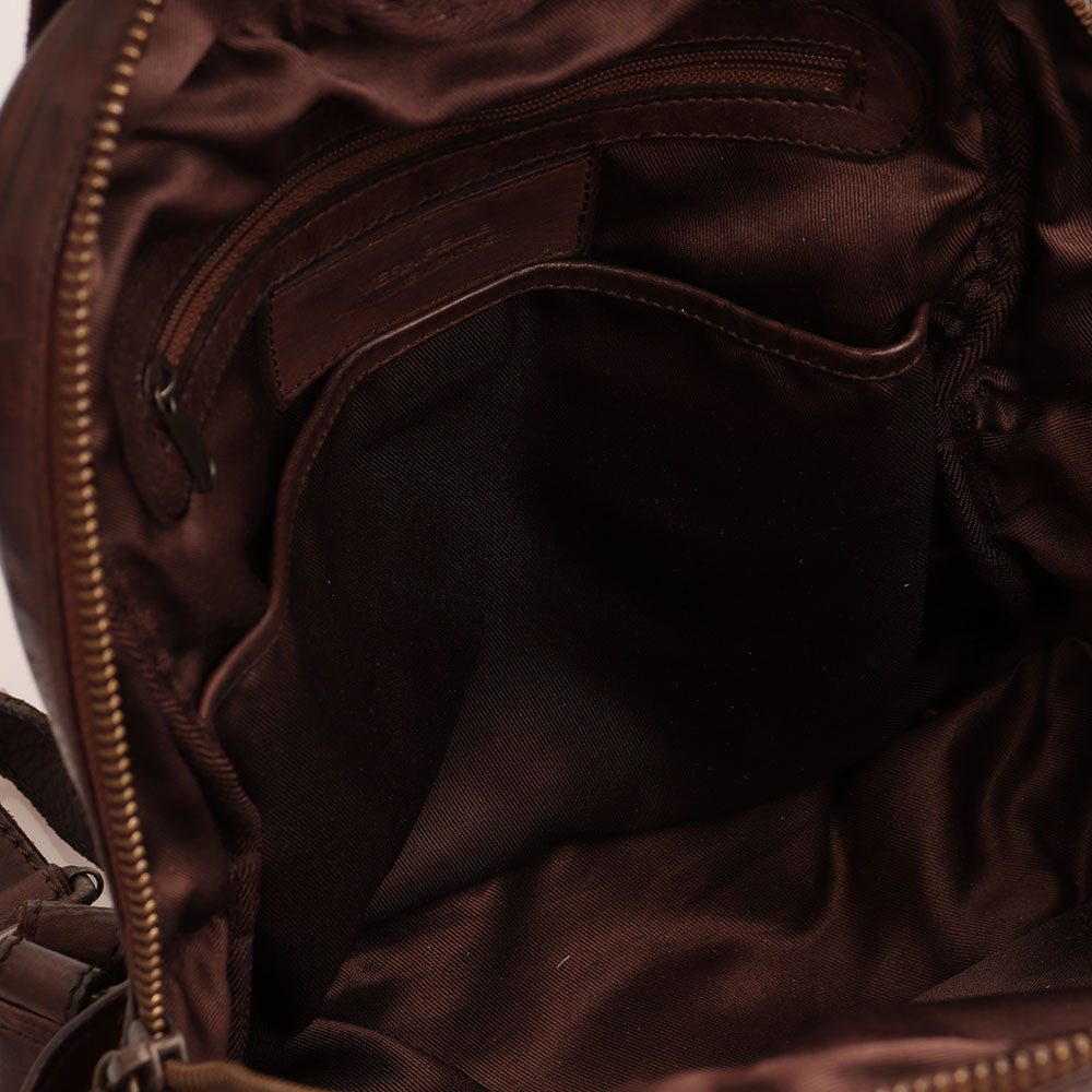 GIANNI CONTI Damenrucksack aus glattem braunem Leder