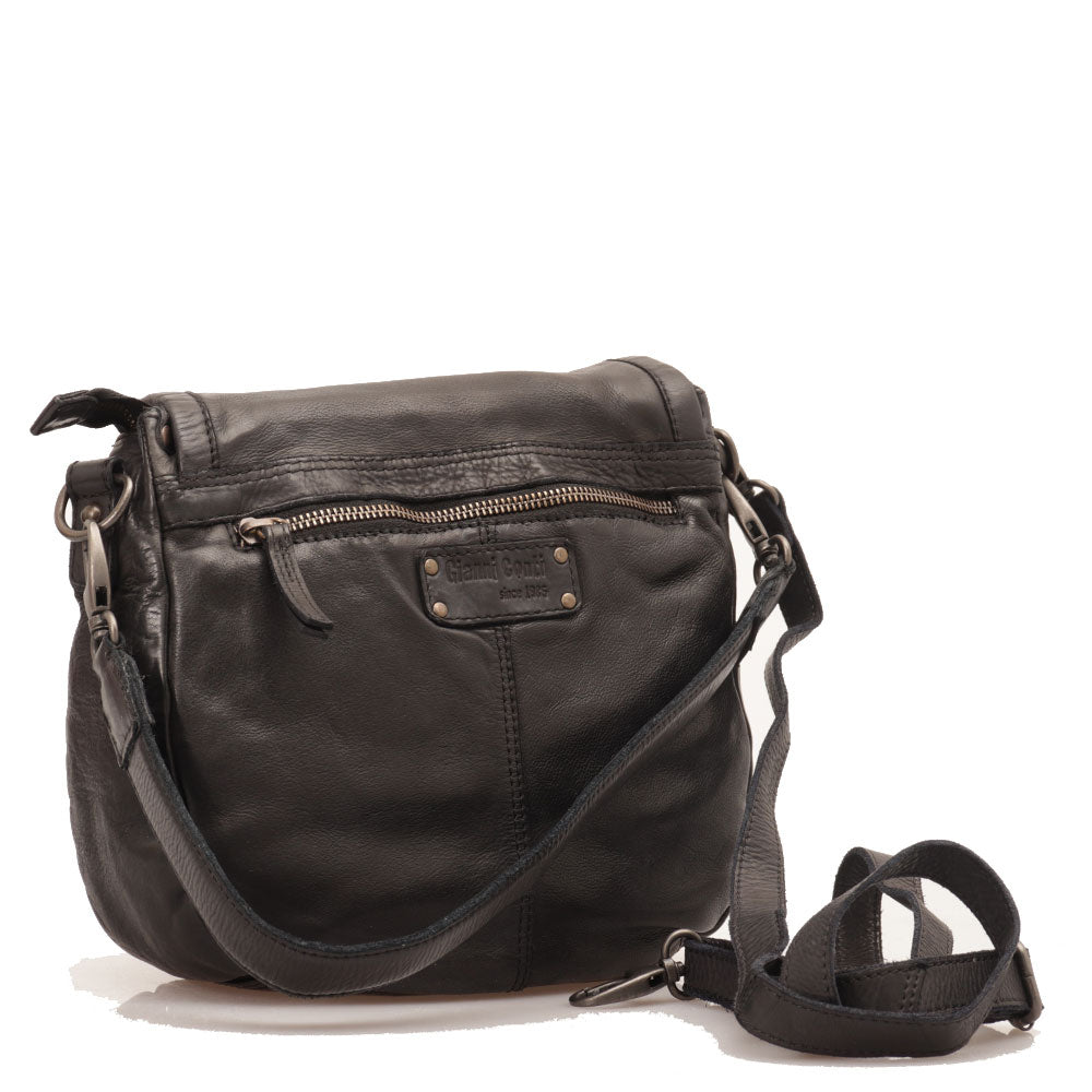 Borsa Donna Stondata a Spalla e Tracolla GIANNI CONTI in Pelle Liscia Nera