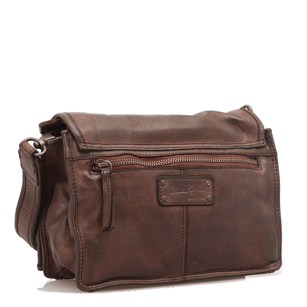 Borsa Donna a Spalla con Tracolla GIANNI CONTI in Pelle Liscia Marrone