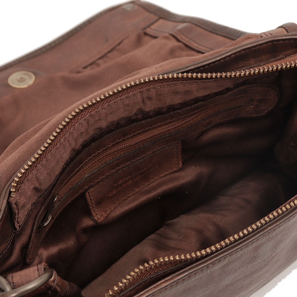 Borsa Donna a Spalla con Tracolla GIANNI CONTI in Pelle Liscia Marrone