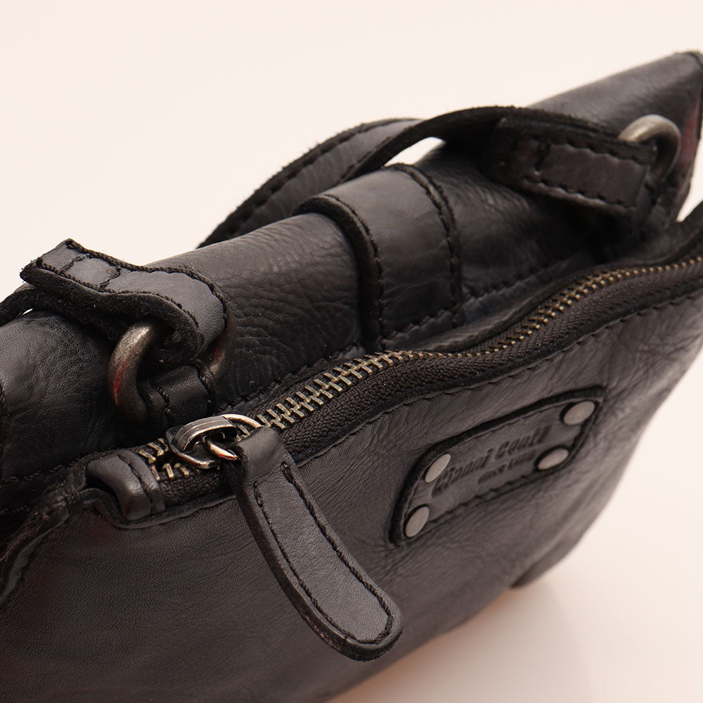 Borsa Donna a Tracolla GIANNI CONTI in Pelle Liscia Nera