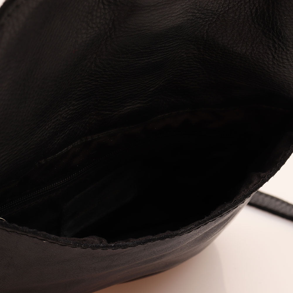 Borsa Donna a Tracolla GIANNI CONTI in Pelle Liscia Nera