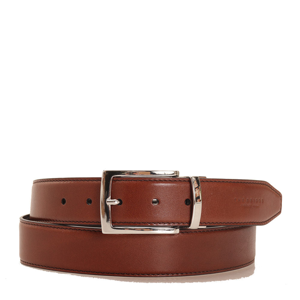 RUL Cintura Uomo In Pelle Naturale Marrone E Nero – Fibbia Spazzolata, Larga 4 Cm, Regolabile, Artigianale Spagnola