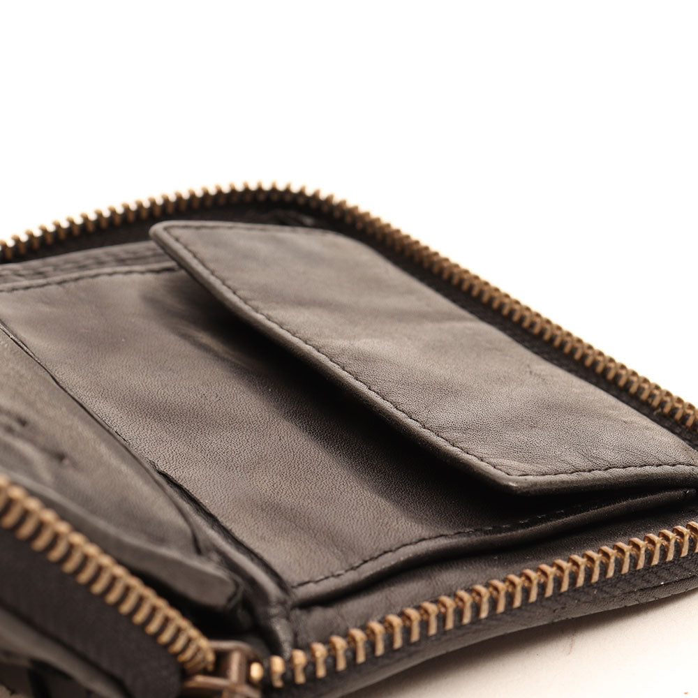Gianni Conti
Kleine Damenbrieftasche mit umlaufendem Reißverschluss aus schwarzem gewebtem Leder