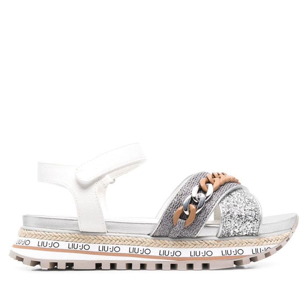 Scarpe Junior LIU JO Sandali Platform con Catena Gioiello colore Silver