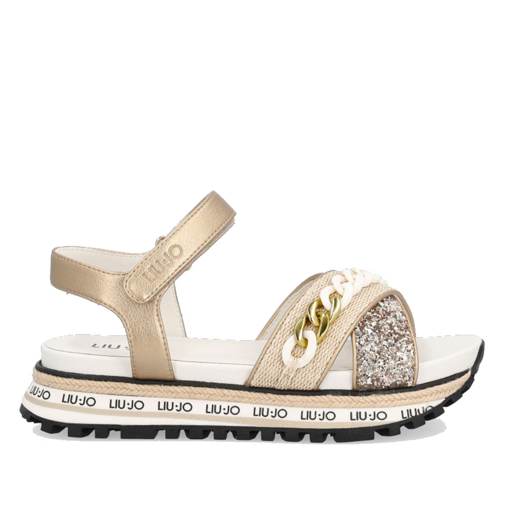 Scarpe Junior LIU JO Sandali Platform con Catena Gioiello colore Platino