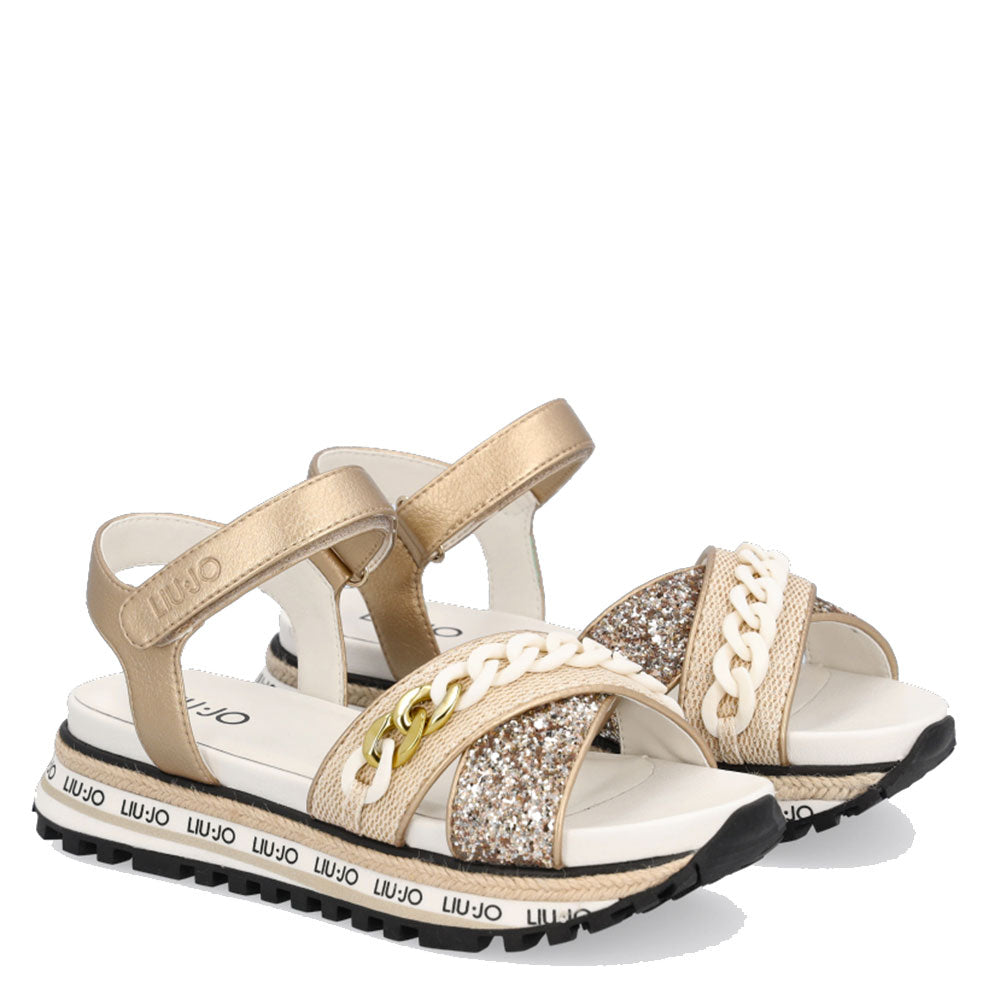 Scarpe Junior LIU JO Sandali Platform con Catena Gioiello colore Platino