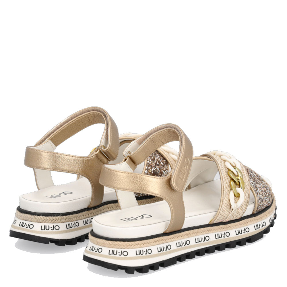 Scarpe Junior LIU JO Sandali Platform con Catena Gioiello colore Platino