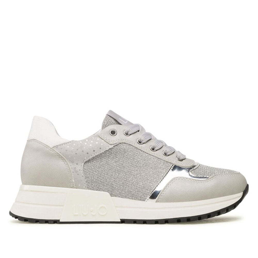 Scarpe Donna LIU JO Sneakers Running Kiss 502 in Lurex e Inserti Metallici Argento