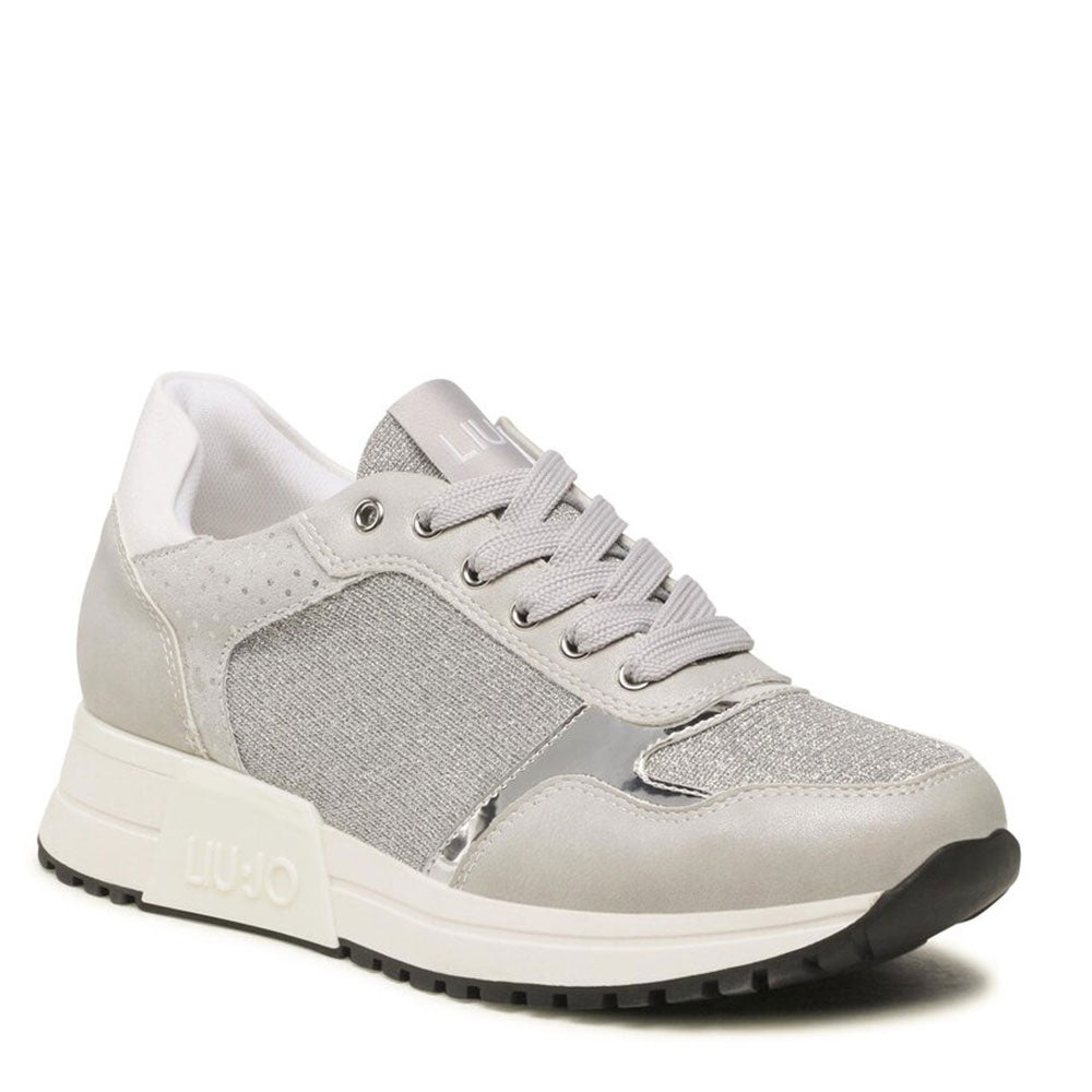 Scarpe Donna LIU JO Sneakers Running Kiss 502 in Lurex e Inserti Metallici Argento