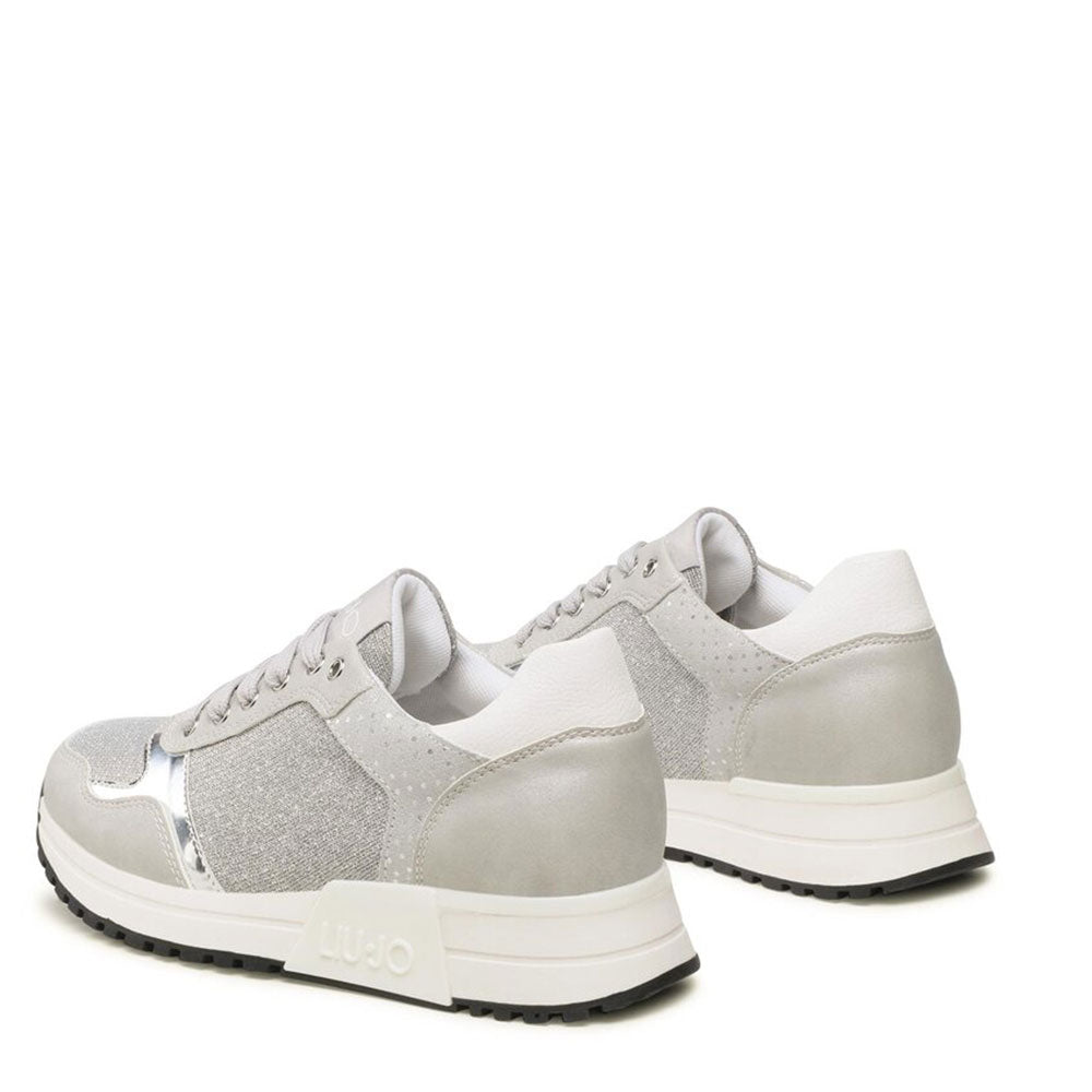 Scarpe Donna LIU JO Sneakers Running Kiss 502 in Lurex e Inserti Metallici Argento