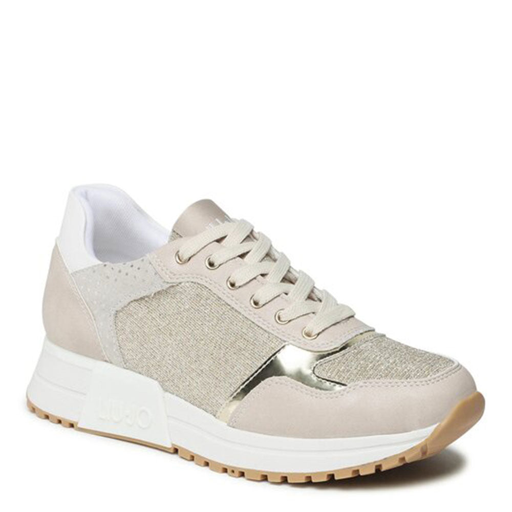 Scarpe Donna LIU JO Sneakers Running Kiss 502 in Lurex e Inserti Metallici color Sabbia