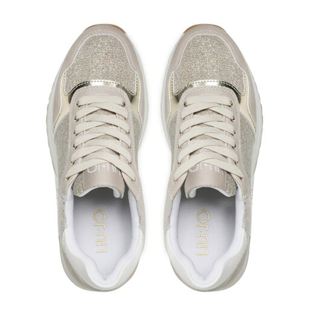 Scarpe Donna LIU JO Sneakers Running Kiss 502 in Lurex e Inserti Metallici color Sabbia