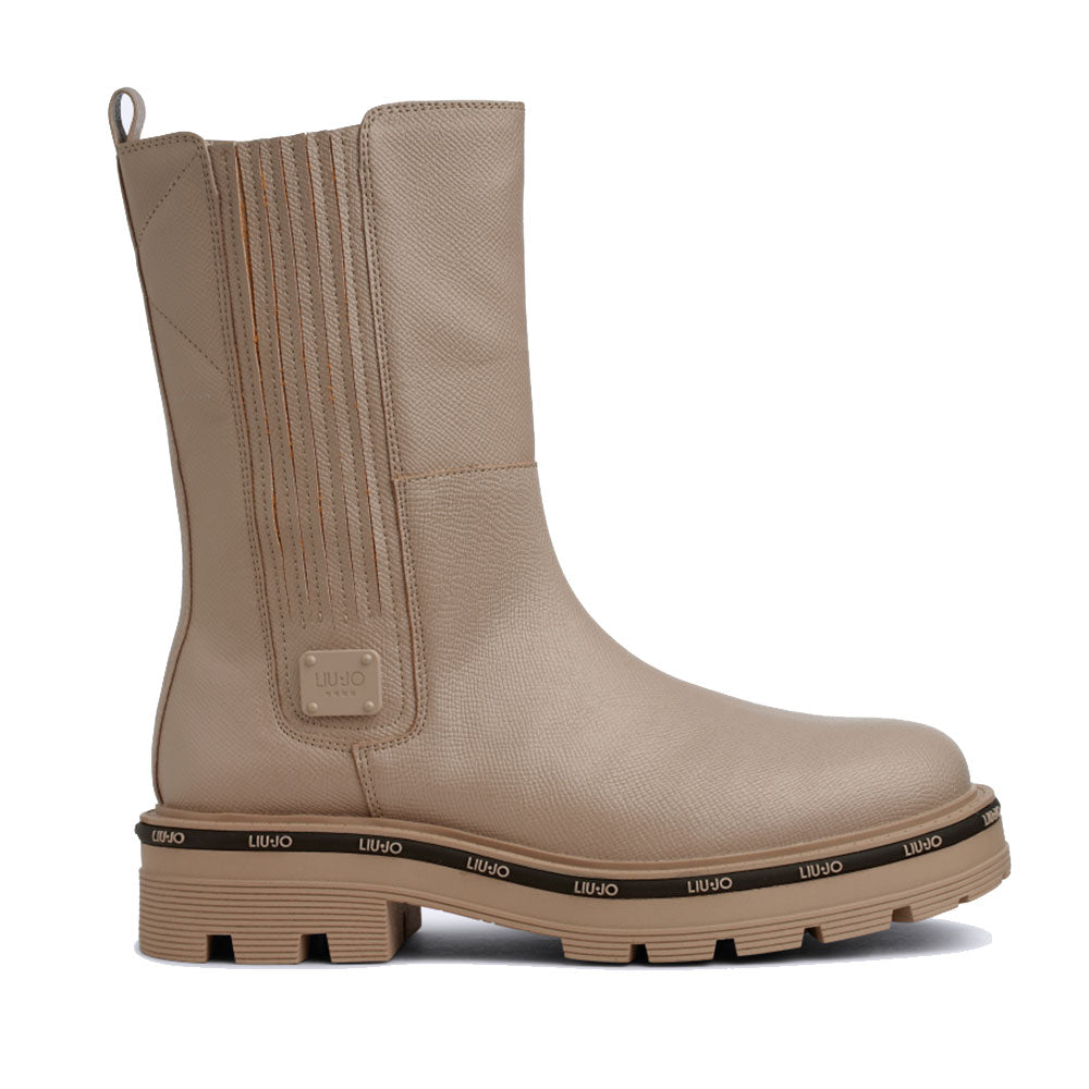 Scarpe Donna LIU JO Stivaletti Ankle Boots Tailor 232 stampa Saffiano Taupe