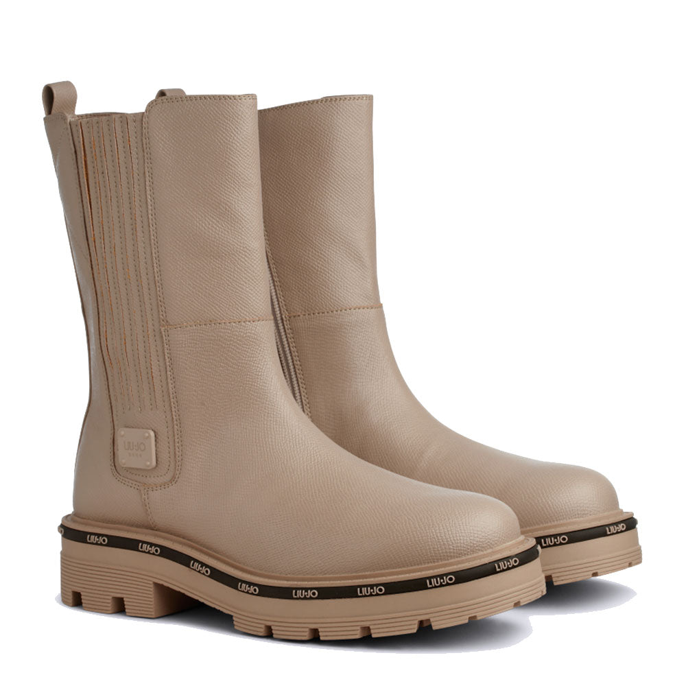 Scarpe Donna LIU JO Stivaletti Ankle Boots Tailor 232 stampa Saffiano Taupe