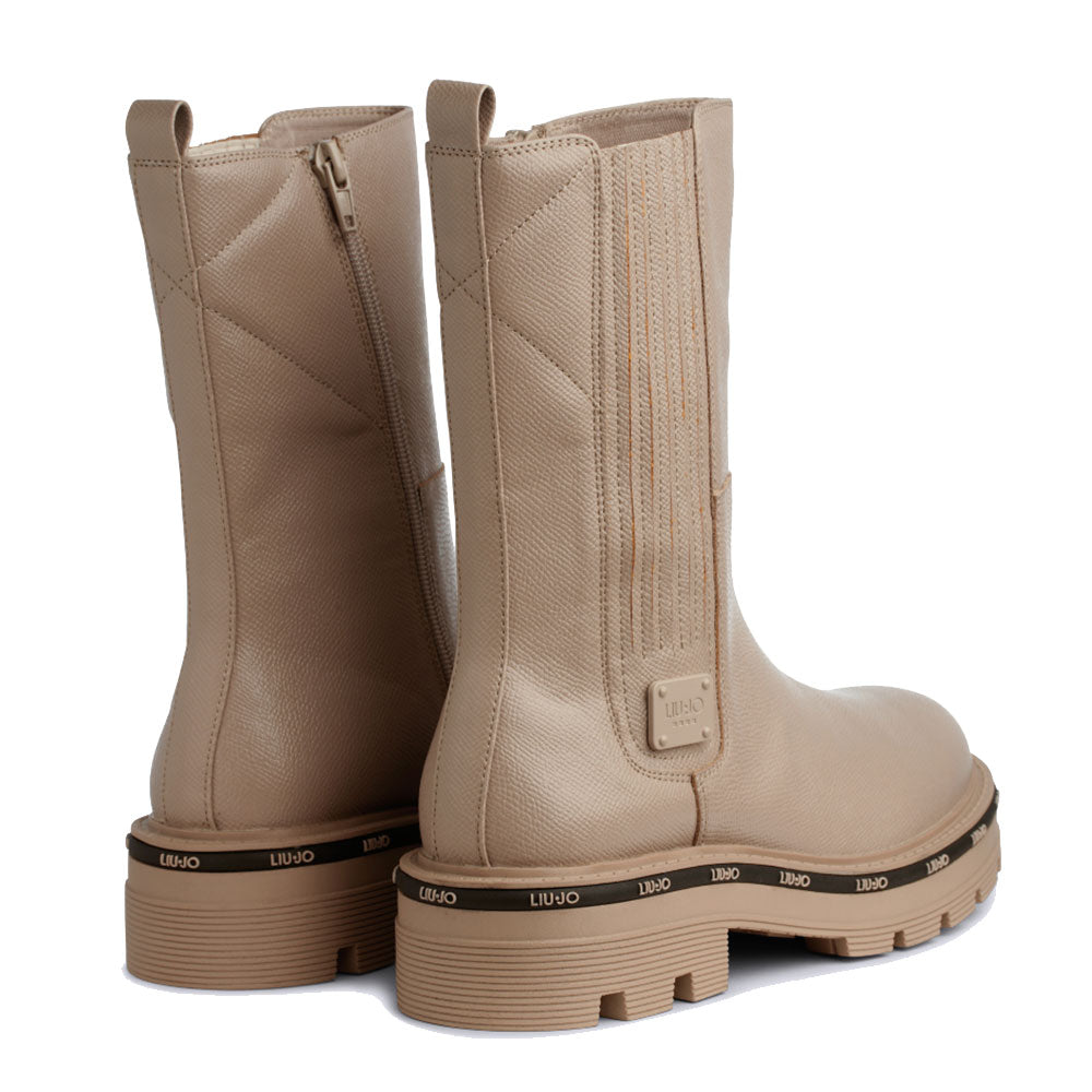 Scarpe Donna LIU JO Stivaletti Ankle Boots Tailor 232 stampa Saffiano Taupe