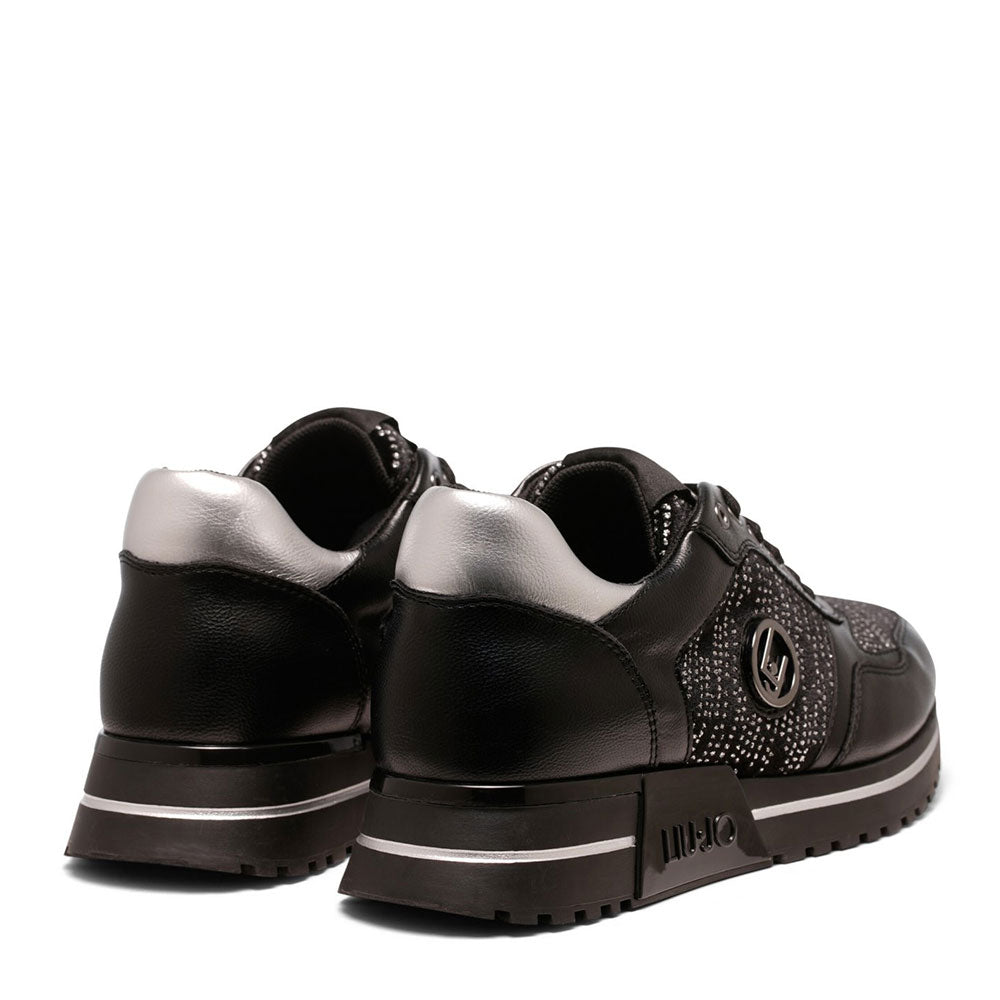Scarpe LIU JO Kiss 636 Sneakers Running in Velluto con Strass Nero