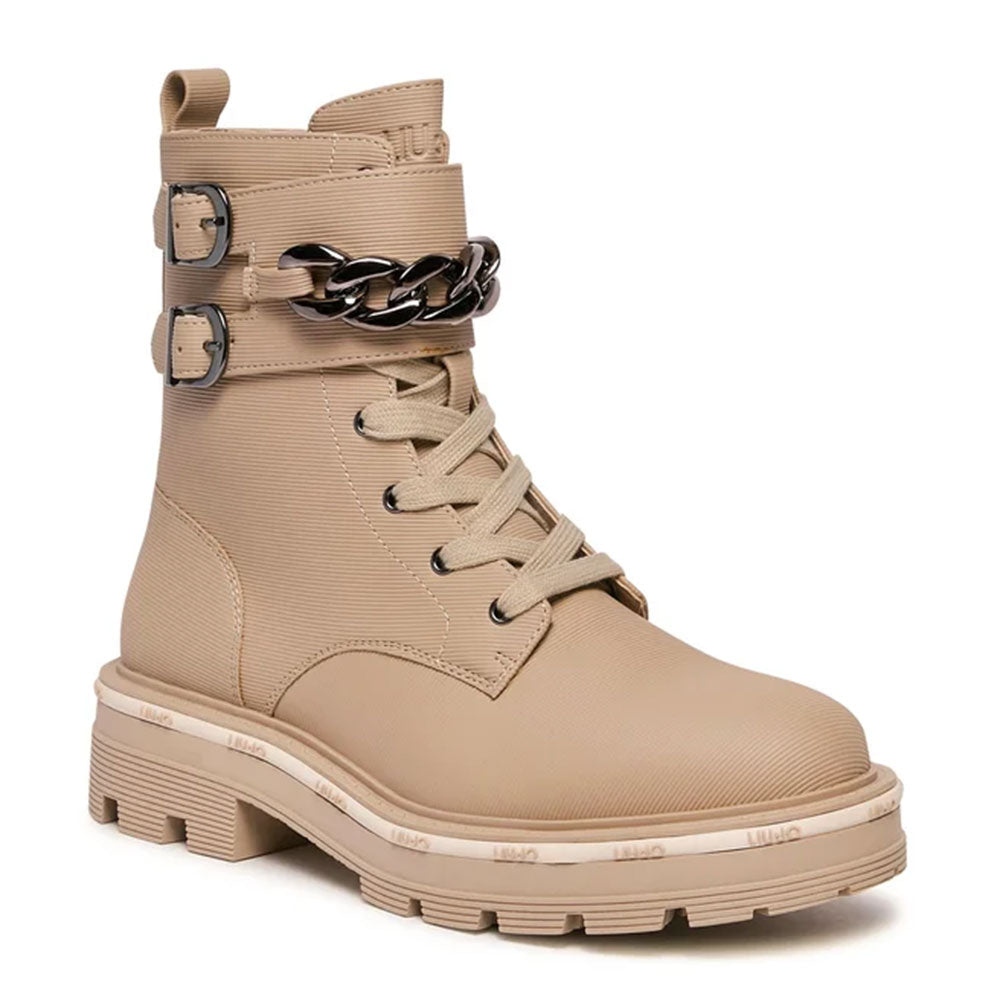 Scarpe LIU JO Taylor 625 Anfibi Sand con Cinturino con Catena Gioiello