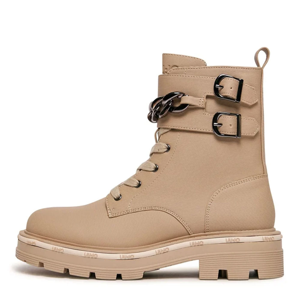 Scarpe LIU JO Taylor 625 Anfibi Sand con Cinturino con Catena Gioiello