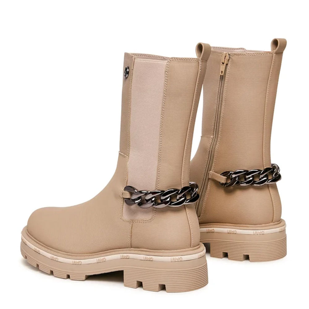Scarpe LIU JO Taylor 628 Stivaletti Sand con Inserto Elastico e Catena Gioiello