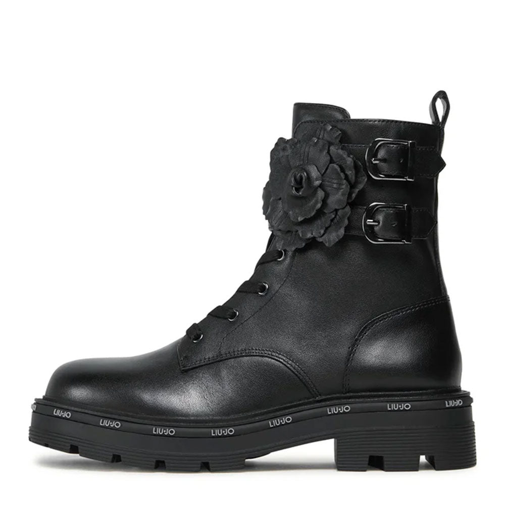 Scarpe LIU JO Taylor 626 Anfibi in Pelle con Fiore