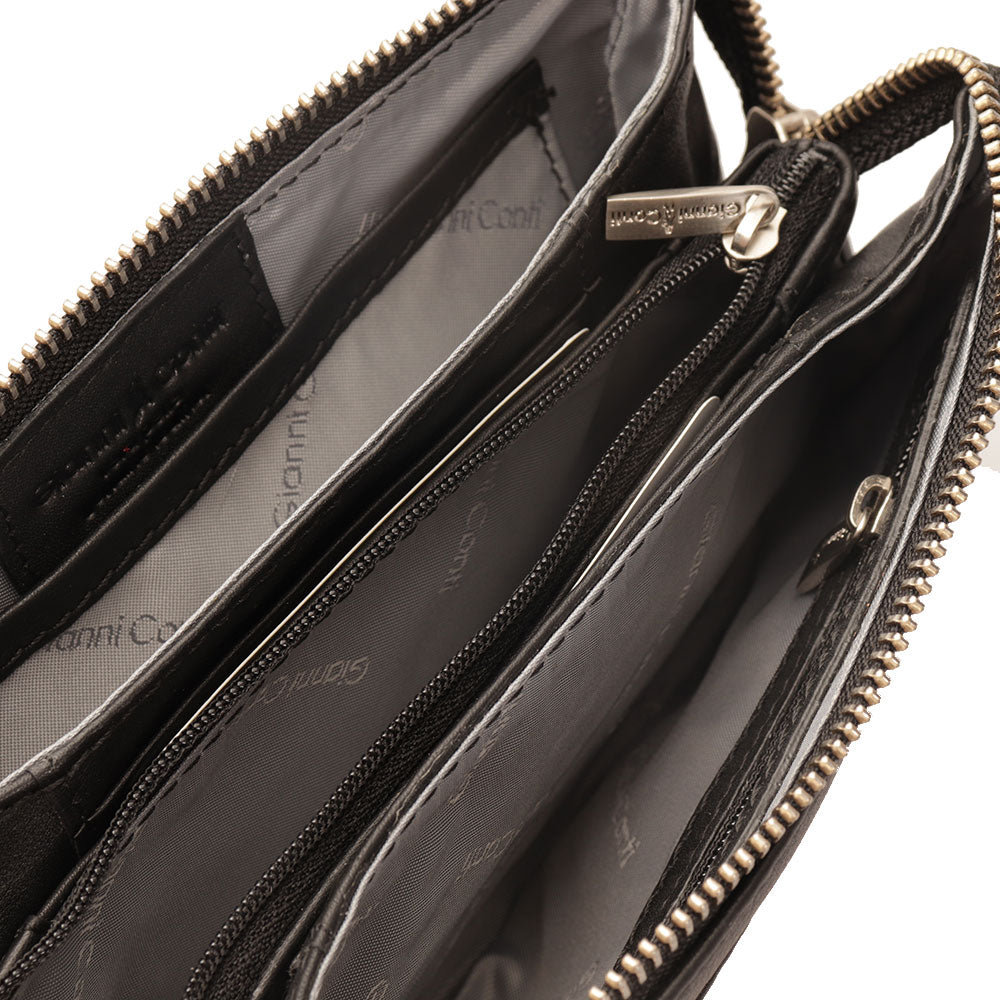 Pochette Donna a Tracolla GIANNI CONTI in Pelle Liscia Nera 585522