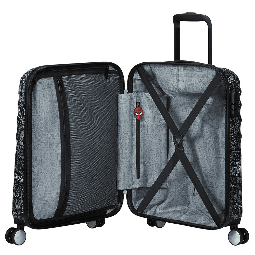Trolley Cabina 55cm 4 Ruote Leggero 2,6kg - American Tourister Wavebreaker Marvel Spiderman Sketch