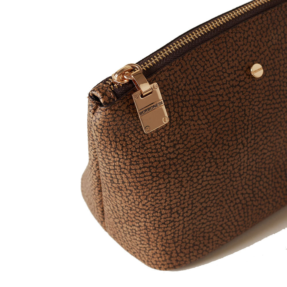 BORBONESE Medium Beauty Case aus natürlichem Op-beschichtetem Canvas