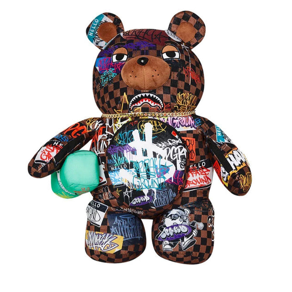 SPRAYGROUND-Rucksack mit dem Tag „Sip Bear“.