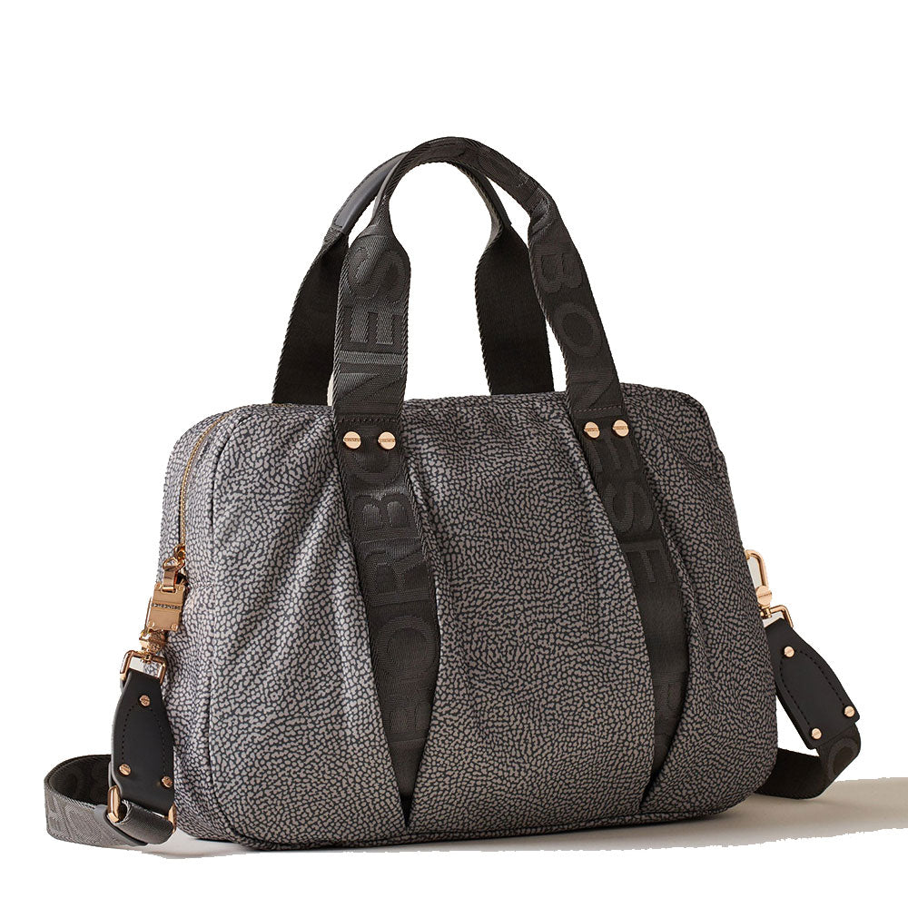 Borsa Donna Bauletto a Mano BORBONESE linea Cloudette Medium in Tessuto Jet Op colore Clay Grey