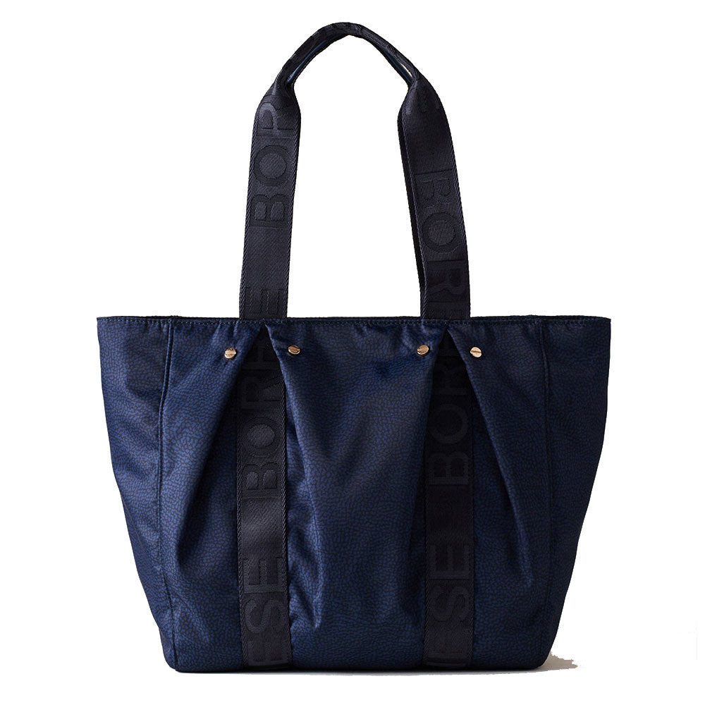 Borsa Donna Shopping BORBONESE linea Cloudette Medium in Tessuto Jet Op colore Blu