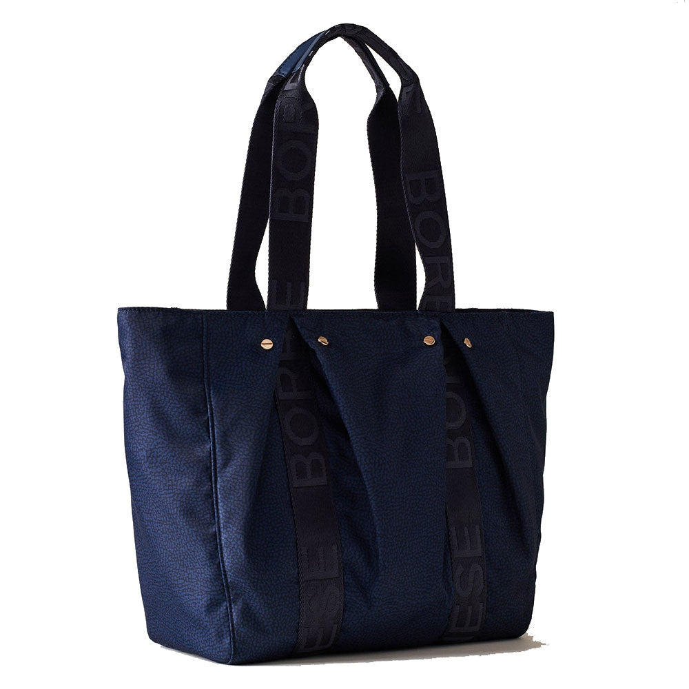 Borsa Donna Shopping BORBONESE linea Cloudette Medium in Tessuto Jet Op colore Blu