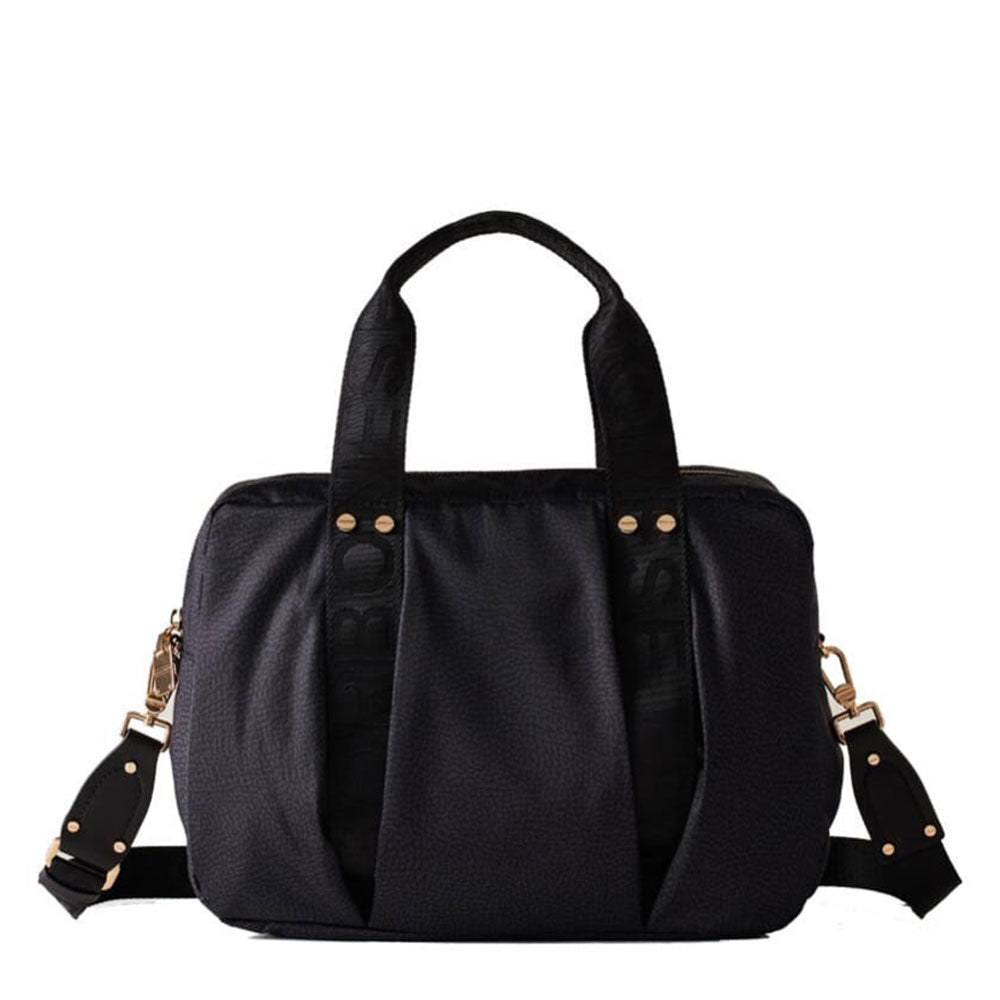 Borsa Donna Bauletto a Mano BORBONESE linea Cloudette Medium in Tessuto Jet Op colore Dark Black