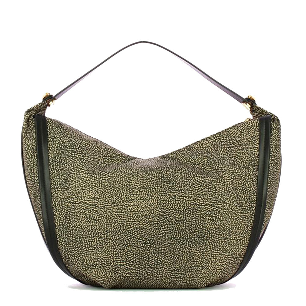 Borsa Donna Hobo Bag BORBONESE linea New Orbit Large in Nylon Jet OP Naturale e Nero